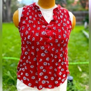 Red Floral Sleeveless Top L large market spruce stitch fix flowers tank pretty